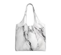 Patrón de piedra de mármol blanco,Bolsas de mano reutilizables, bolsas de supermercado, bolso de hombro de lona de gran capacidad