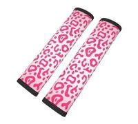 Patrón de piel de leopardo rosa brillante, Almohadillas para cinturón de seguridad de coche, paquete de 2 almohadillas para arnés, funda multifuncional para cinturón de seguridad