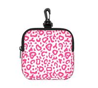 Patrón de Piel de Leopardo Rosa Brillante,Bolsa de Almacenamiento Cuadrada con Cremallera, Monedero de Neopreno, Carteras pequeñas, Monedero pequeño, Monedero