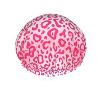 Patrón de piel de leopardo rosa brillante,Gorro de ducha, gorro de noche, gorro de baño elástico impermeable de doble capa, reutilizable para el cabello.
