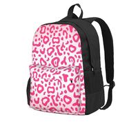 Patrón de piel de leopardo rosa brillante,Mochila con bolsillos, mochila informal para el día a día, resistente al agua, ideal para la escuela, viajes