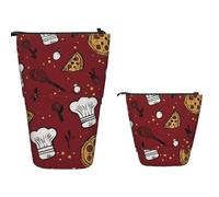 Patrón De Pizza De Chef Telescópico Estuche Pop-Up Estuche Para Lápices Con Cremallera Papelería Para Hombres Oficina Adultos