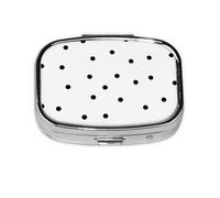 Patrón De Puntos Estampado En Blanco Y Negro, Pastillero cuadrado para bolsillo o monedero, pequeño contenedor de pastillas, organizador de pastillas de viaje
