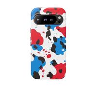 Patrón de puntos rojos y azules, funda resistente mate, compatible con Google Pixel 9 Pro