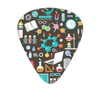 Patrón de química científica,12 púas de guitarra, 3 grosores diferentes para guitarra acústica, bajo y ukelele