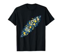 Patrón De Ramo De Flores De Limón Amarillo Azul Verano Camiseta