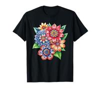 Patrón de Ramo de Flores de Mandala Colorido botánico Camiseta