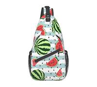 Patrón de Rayas de sandía Sling Bag Senderismo Mochila de Hombro Crossbody Mochila de Viaje Paquete de Pecho para Hombres y Mujeres