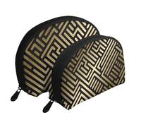 Patrón de Rayas geométricas sin Costuras, Bolsa de Maquillaje de Concha, Monedero pequeño para Mujer, Bolsa de artículos de tocador, Bolsa de cosméticos, 2 Piezas