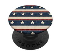 Patrón de Rayas rústicas Vintage Americanas patrióticas estadounidenses Estrellas PopSockets PopGrip Adhesivo