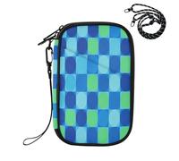 Patrón de rejillas circulares verdes con bloqueo RFID, soporte para pasaporte familiar, impermeable, organizador de documentos de viaje para mujeres y hombres, funda para tarjetas de crédito