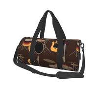 Patrón de Rock de Tambores Retro, Bolsa de Viaje de Gran Capacidad, Bolso Redondo, Bolsa de Viaje Deportiva, Bolsa de Mano, Bolsa de Fitness