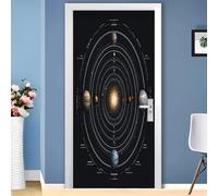 PatróN de Ruleta de Estrellas Pegatina Autoadhesiva para Puerta - Papel Pintado Mural 95x215 cm Negro Impermeable y Removible, Pegatinas Decorativas para Baño, Cocina y Dormitorio