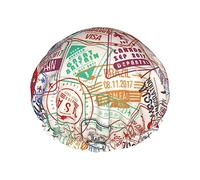 Patrón de sello de pasaporte Gorro de ducha y gorro de baño para mujer, gorros de ducha impermeables de gran tamaño reversibles grandes diseñados para todas las longitudes de cabello, gorro de baño