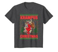 Patrón de suéter Feo de Navidad Krampus Camiseta, Niños, Jaspeado Oscuro, 3 años