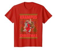 Patrón de suéter Feo de Navidad Krampus Camiseta, Niños, Rojo, 3 años