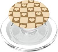 Patrón de Tablero de ajedrez corazón Ondulado Groovy Tan Beige PopSockets PopGrip para MagSafe