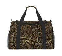 Patrón de telaraña Dorada,Bolsas Deportivas, Bolsos de Viaje Deportivos Cruzados de Mano, Bolsas de Viaje de Gran Capacidad para Mujeres y Hombres.