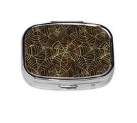 Patrón de telaraña dorada, pastillero Meta con 2 compartimentos, organizador portátil