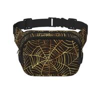 Patrón de telaraña Dorada,Riñonera Cuadrada de Doble Capa, Bolso de Viaje, Bolso Informal para el Pecho.
