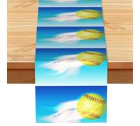 Patrón de Tenis Azul Fuego,Camino de Mesa de Lino sintético para el hogar, Fiestas, comedores, 33 x 183 cm