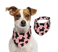 Patrón de Terrier escocés Rosa y Negro,Pañuelos de algodón para Perros, Bufandas Ajustables para Mascotas,M