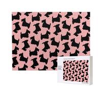 Patrón de Terrier escocés Rosa y Negro,Rompecabezas de Madera de 500 Piezas, Juego Familiar, Rompecabezas para Adultos, Adolescentes, decoración del hogar