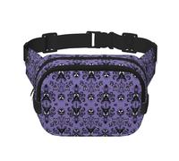 Patrón de terror sobre fondo morado, elegante y práctico, ajustable, perfecto para viajes y actividades al aire libre, Black, Talla única