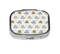 Patrón de tortuga sin costuras, pastillero de 2 compartimentos, organizador portátil