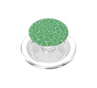 Patrón de trébol de Cuatro Hojas estético Verde irlandés PopSockets PopGrip para MagSafe