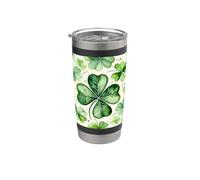 Patrón de tréboles de 4 hojas feliz día de San Patricio Lucy Irlanda mamá Vaso térmico de acero inoxidable de doble pared