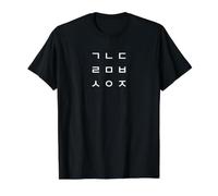 Patrón del Alfabeto Hangul Coreano Camiseta gráfica económica, Hombre, Negro, S