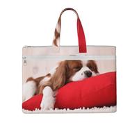 Patrón del Cavalier King Charles Spaniel,Bolsa de lona para documentos con cremallera, bolso de mano, maletín para la escuela y la oficina.