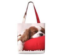 Patrón del Cavalier King Charles Spaniel,Bolsas de supermercado reutilizables, bolsas de compras, bolsas de lona de gran capacidad, bolso de hombro