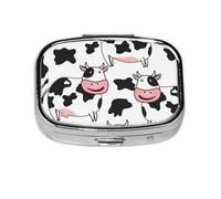 Patrón divertido de vaca, Pastillero cuadrado para bolsillo o monedero, pequeño contenedor de pastillas, organizador de pastillas de viaje