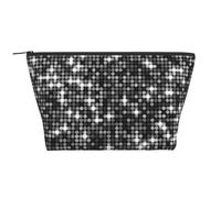 Patrón Elegante Brillante de Lentejuelas Plateadas Negras, Bolsa de artículos de tocador Bolsa de Maquillaje Bolsa de cosméticos Bolsa de artículos de tocador de Viaje portátil