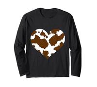 patrón estampado vaca marrón - Heart Brown Cow Pattern Manga Larga