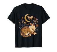 Patrón Floral Boho Celestial Calico Cat Moon Camiseta