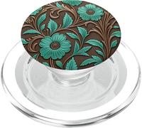Patrón Floral con Herramientas Occidentales de Rodeo marrón PopSockets PopGrip para MagSafe