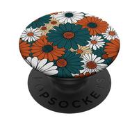 Patrón Floral de Margaritas Retro de los años 70 Groovy Flowers PopSockets PopGrip Adhesivo