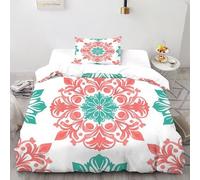 Patrón Floral Funda Edredon 3 Piezas con Impresión En 3D Decor Floral Motifs con 2 Fundas De Almohada Single（135x200cm） 100% Microfibra Juego De Cama para para Niñosy Hombres