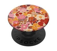 Patrón Floral Llamativo en Rosa, Naranja y caléndula PopSockets PopGrip Adhesivo