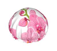 Patrón floral morado y rosa brillante,Gorro de ducha, gorro de noche, gorro de baño elástico impermeable de doble capa, reutilizable para el cabello.