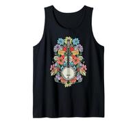 Patrón Floral Popular de Bluegrass con Cuerdas Vintage de Banjo Camiseta sin Mangas