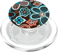 Patrón Floral Retro marrón Verde Azulado diseño estético de los años 70 PopSockets PopGrip para MagSafe