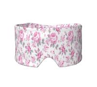 Patrón floral shabby chic rosa rosas pálidas blanco,Máscara para ojos con bloqueo de luz y protección ocular completa para dormir, orejeras y ojos.