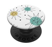 Patrón franciscano de la era atómica Moderna de Mediados de Siglo con ráfagas estelares PopSockets PopGrip Adhesivo