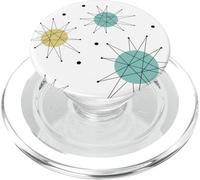 Patrón franciscano de la era atómica Moderna de Mediados de Siglo con ráfagas estelares PopSockets PopGrip para MagSafe