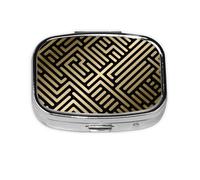 Patrón geométrico a rayas sin costuras, pastillero de 2 compartimentos, organizador portátil