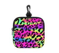 Patrón geométrico Abstracto de neón Brillante,Bolsa de Almacenamiento Cuadrada con Cremallera, Monedero de Neopreno, Carteras pequeñas, Monedero pequeño, Monedero